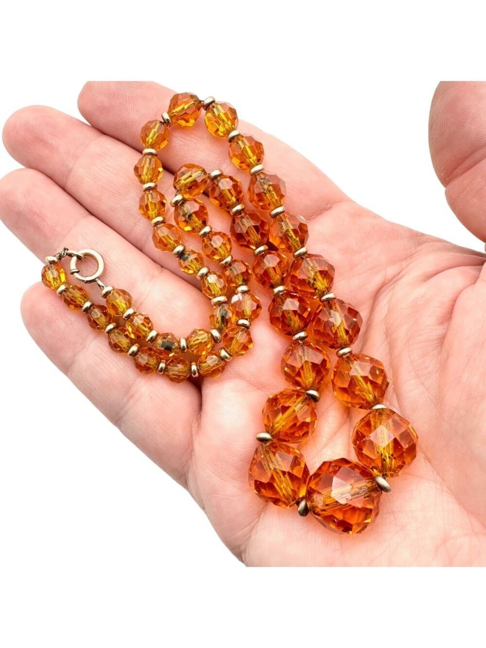 Simmons Womens Necklace 12K Gold Filled Amber Colored Crystal Antique Vintage
